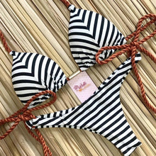Load image into Gallery viewer, Tassel Leaves Print Woman Swimsuit Women's Two Piece Swimsuit Floral Print Bikini Sets New Comfortable Beach Bikini Bathing Suit Halter Triangle Lace Up Swimwear For Women