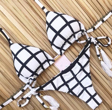 Load image into Gallery viewer, Tassel Leaves Print Woman Swimsuit Women's Two Piece Swimsuit Floral Print Bikini Sets New Comfortable Beach Bikini Bathing Suit Halter Triangle Lace Up Swimwear For Women