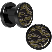Load image into Gallery viewer, Tiger Camo Print Black Anodized Screw Fit Plug Set 0G