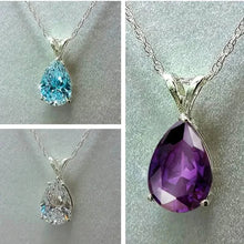 Load image into Gallery viewer, Teardrop Shaped Zirconia Pendant Copper Necklace