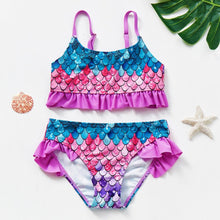 Load image into Gallery viewer, Teenager Girls Swimwear Two pieces Girls Swimsuit High quality Kids Bikini Sets Children Beach Wear Girls Two Piece Bikini Swimsuits Striped Ruffle Swimwear Bathing Suit Set