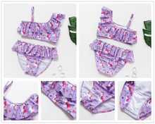 Load image into Gallery viewer, Teenager Girls Swimwear Two pieces Girls Swimsuit High quality Kids Bikini Sets Children Beach Wear Girls Two Piece Bikini Swimsuits Striped Ruffle Swimwear Bathing Suit Set