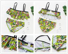 Load image into Gallery viewer, Teenager Girls Swimwear Two pieces Girls Swimsuit High quality Kids Bikini Sets Children Beach Wear Girls Two Piece Bikini Swimsuits Striped Ruffle Swimwear Bathing Suit Set