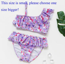Load image into Gallery viewer, Teenager Girls Swimwear Two pieces Girls Swimsuit High quality Kids Bikini Sets Children Beach Wear Girls Two Piece Bikini Swimsuits Striped Ruffle Swimwear Bathing Suit Set