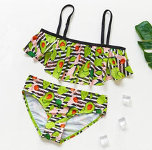 Load image into Gallery viewer, Teenager Girls Swimwear Two pieces Girls Swimsuit High quality Kids Bikini Sets Children Beach Wear Girls Two Piece Bikini Swimsuits Striped Ruffle Swimwear Bathing Suit Set