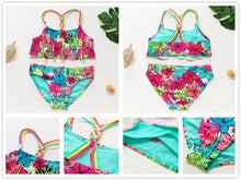 Load image into Gallery viewer, Teenager Girls Swimwear Two pieces Girls Swimsuit High quality Kids Bikini Sets Children Beach Wear Girls Two Piece Bikini Swimsuits Striped Ruffle Swimwear Bathing Suit Set