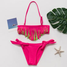 Load image into Gallery viewer, Teenager Girls Swimwear Two pieces Girls Swimsuit High quality Kids Bikini Sets Children Beach Wear Girls Two Piece Bikini Swimsuits Striped Ruffle Swimwear Bathing Suit Set