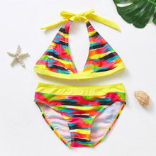 Load image into Gallery viewer, Teenager Girls Swimwear Two pieces Girls Swimsuit High quality Kids Bikini Sets Children Beach Wear Girls Two Piece Bikini Swimsuits Striped Ruffle Swimwear Bathing Suit Set