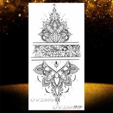 Load image into Gallery viewer, Temporary Lotus Flower Sticker Tattoo Fake Black Elegant Flower Design Women Body Art Fake Arm Tattoo Stickers For Womens
