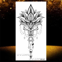 Load image into Gallery viewer, Temporary Lotus Flower Sticker Tattoo Fake Black Elegant Flower Design Women Body Art Fake Arm Tattoo Stickers For Womens