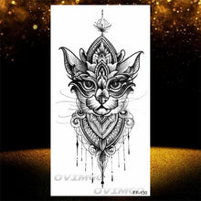 Load image into Gallery viewer, Temporary Lotus Flower Sticker Tattoo Fake Black Elegant Flower Design Women Body Art Fake Arm Tattoo Stickers For Womens