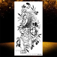 Load image into Gallery viewer, Temporary Lotus Flower Sticker Tattoo Fake Black Elegant Flower Design Women Body Art Fake Arm Tattoo Stickers For Womens