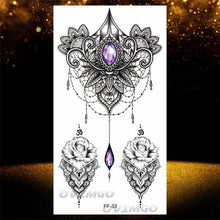 Load image into Gallery viewer, Temporary Lotus Flower Sticker Tattoo Fake Black Elegant Flower Design Women Body Art Fake Arm Tattoo Stickers For Womens
