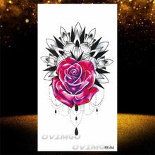 Load image into Gallery viewer, Temporary Lotus Flower Sticker Tattoo Fake Black Elegant Flower Design Women Body Art Fake Arm Tattoo Stickers For Womens