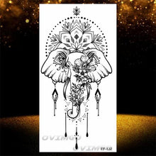 Load image into Gallery viewer, Temporary Lotus Flower Sticker Tattoo Fake Black Elegant Flower Design Women Body Art Fake Arm Tattoo Stickers For Womens
