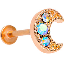 Load image into Gallery viewer, Auora Gem Rose Gold Tone Crescent Moon Cartilage Tragus Earring