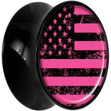 Load image into Gallery viewer, Black Acrylic Pink American Flag Saddle Plug Set 20mm