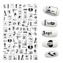 Load image into Gallery viewer, The New 3D Nail Sticker Cool English Letter stickers for nail Foil Love Heart Design Fashion Manicure Stickers Girls Manicure Decoration Nail Art Supplies 3D Self-Adhesive Nail Decals Designer Nail Stickers for Acrylic Nails