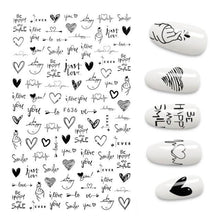 Load image into Gallery viewer, The New 3D Nail Sticker Cool English Letter stickers for nail Foil Love Heart Design Fashion Manicure Stickers Girls Manicure Decoration Nail Art Supplies 3D Self-Adhesive Nail Decals Designer Nail Stickers for Acrylic Nails