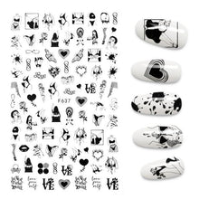 Load image into Gallery viewer, The New 3D Nail Sticker Cool English Letter stickers for nail Foil Love Heart Design Fashion Manicure Stickers Girls Manicure Decoration Nail Art Supplies 3D Self-Adhesive Nail Decals Designer Nail Stickers for Acrylic Nails