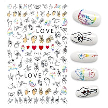 Load image into Gallery viewer, The New 3D Nail Sticker Cool English Letter stickers for nail Foil Love Heart Design Nails Accessories Fashion Manicure Sticker Stickers Girls Manicure Decoration Nail Art Supplies 3D Self-Adhesive Nail Decals Designer Nail Stickers for Acrylic Nails
