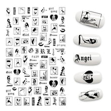 Load image into Gallery viewer, The New 3D Nail Sticker Cool English Letter stickers for nail Foil Love Heart Design Nails Accessories Fashion Manicure Sticker Stickers Girls Manicure Decoration Nail Art Supplies 3D Self-Adhesive Nail Decals Designer Nail Stickers for Acrylic Nails