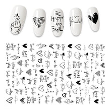 Load image into Gallery viewer, The New 3D Nail Sticker Cool English Letter stickers for nail Foil Love Heart Design Nails Accessories Fashion Manicure Sticker Stickers Girls Manicure Decoration Nail Art Supplies 3D Self-Adhesive Nail Decals Designer Nail Stickers for Acrylic Nails