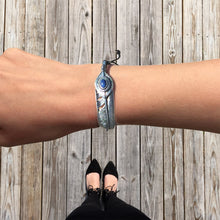 Load image into Gallery viewer, Handcrafted Blue Howlite Bended Feather Nylon Cord Bangle Bracelet