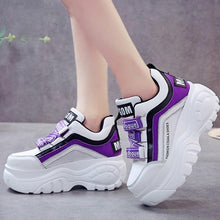 Load image into Gallery viewer, Thick Bottom Chunky Womens Sneakers White Black High Heels Strong Woman Casual Autumn Winter Footwear Casual Everyday Walking Fashionable Sneakers