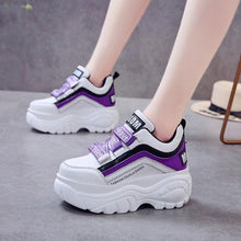 Load image into Gallery viewer, Thick Bottom Chunky Womens Sneakers White Black High Heels Strong Woman Casual Autumn Winter Footwear Casual Everyday Walking Fashionable Sneakers