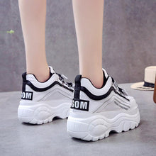 Load image into Gallery viewer, Thick Bottom Chunky Womens Sneakers White Black High Heels Strong Woman Casual Autumn Winter Footwear Casual Everyday Walking Fashionable Sneakers