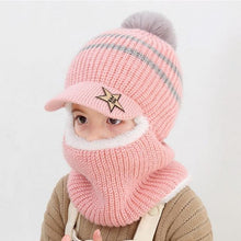 Load image into Gallery viewer, Thick Knitted Acrylic Winter Beanie Hats For Kids Child Outdoor Warm Balaclava Cap Girls Boys Bib Mask Face Cover Hairball Hat Beanie Cap Mask Scarf Hat Set Outdoor Sport Warm Beanies Hat For Men Knitted Hats Bandana Hiking Camping Kid Neck Warmer Cap