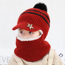 Load image into Gallery viewer, Thick Knitted Acrylic Winter Beanie Hats For Kids Child Outdoor Warm Balaclava Cap Girls Boys Bib Mask Face Cover Hairball Hat Beanie Cap Mask Scarf Hat Set Outdoor Sport Warm Beanies Hat For Men Knitted Hats Bandana Hiking Camping Kid Neck Warmer Cap