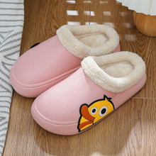 Load image into Gallery viewer, Thick Platform Winter Women Waterproof Non-Slip Home Rubber Slippers Warm Indoor Fur Cotton Women's Cozy Memory Foam Closed Back Slippers Wool-Like Blend Cotton House Shoes