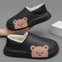 Load image into Gallery viewer, Thick Platform Winter Women Waterproof Non-Slip Home Rubber Slippers Warm Indoor Fur Cotton Women's Cozy Memory Foam Closed Back Slippers Wool-Like Blend Cotton House Shoes