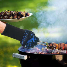 Load image into Gallery viewer, Thickened BBQ Gloves High Temperature Oven Gloves 500 800 Degrees Fire Resistant BBQ Heat Insulated Microwave Gloves Heat Insulation Gloves for BBQ Cooking Heat Resistant Grill Gloves Insulated Durable Fireproof For Cooking Grilling BBQ