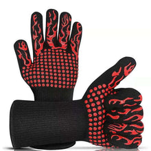 Load image into Gallery viewer, Thickened BBQ Gloves High Temperature Oven Gloves 500 800 Degrees Fire Resistant BBQ Heat Insulated Microwave Gloves Heat Insulation Gloves for BBQ Cooking Heat Resistant Grill Gloves Insulated Durable Fireproof For Cooking Grilling BBQ