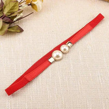 Load image into Gallery viewer, Thin Elastic Stretch Women Buckle Skinny Fashion Belts Metal Leaf Buckle Design Belts For Ladies