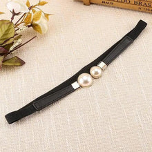 Load image into Gallery viewer, Thin Elastic Stretch Women Buckle Skinny Fashion Belts Metal Leaf Buckle Design Belts For Ladies