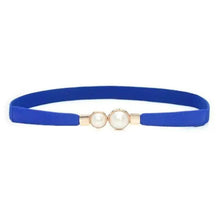 Load image into Gallery viewer, Thin Elastic Stretch Women Buckle Skinny Fashion Belts Metal Leaf Buckle Design Belts For Ladies