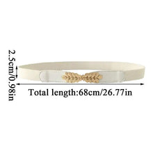 Load image into Gallery viewer, Thin Elastic Stretch Women Buckle Skinny Fashion Belts Metal Leaf Buckle Design Belts For Ladies