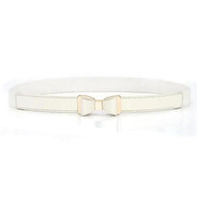 Load image into Gallery viewer, Thin Elastic Stretch Women Buckle Skinny Fashion Belts Metal Leaf Buckle Design Belts For Ladies