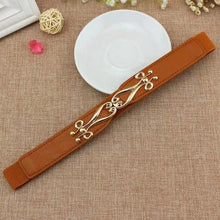 Load image into Gallery viewer, Thin Elastic Stretch Women Buckle Skinny Fashion Belts Metal Leaf Buckle Design Belts For Ladies