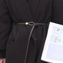 Load image into Gallery viewer, Thin Leather Belt Female Bow Leisure Belts