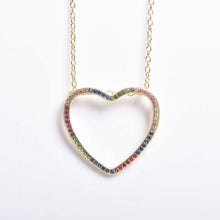 Load image into Gallery viewer, Thin Open Heart Rainbow Necklace