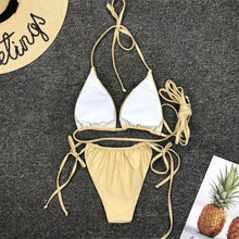 Load image into Gallery viewer, Thong Bikini Swimwear Women Bandage Solid Swimsuit Micro Bikini Set Summer Beachwear Swim Suit High Cut Thong 2 Pieces Bikini Set Swimsuit