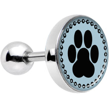 Load image into Gallery viewer, 16G Black on Blue Paw Print Tragus Cartilage Earring