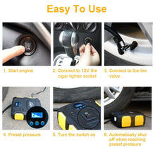 Load image into Gallery viewer, Tire Inflator 12V DC 120W 150PSI with LCD Electric Air Compressor