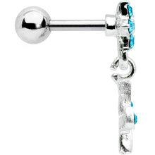 Load image into Gallery viewer, 16G 1/4 Aqua Gem Flower Dangle Cartilage Tragus Earring