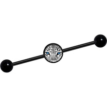Load image into Gallery viewer, 14G Black White Leopard Eyes Black Industrial Barbell 37mm